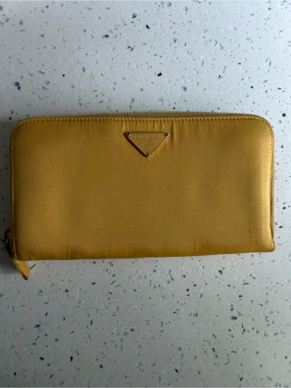 Prada Yellow Zip-Around  Wallet with Triangle Logo